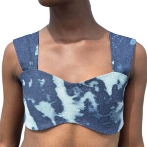 Orire The Bubi Blue Tie-Dye Women's Crop Top... Size 8
